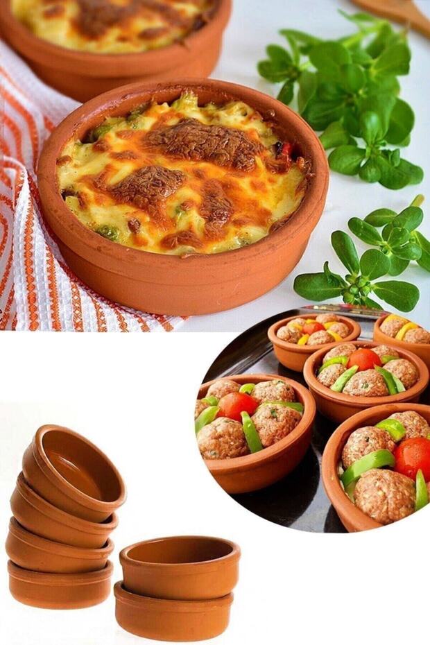 Evim Magnificent 6-Piece Clay Casserole Set Rice Pudding and Casserole Container Bowl