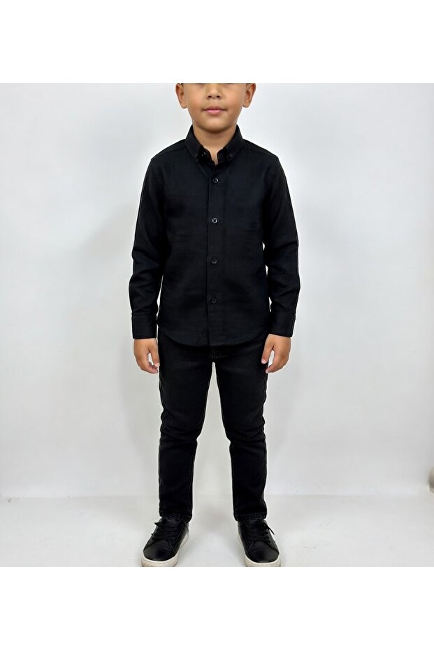 Children's Boys' Shirt Black Muslin
