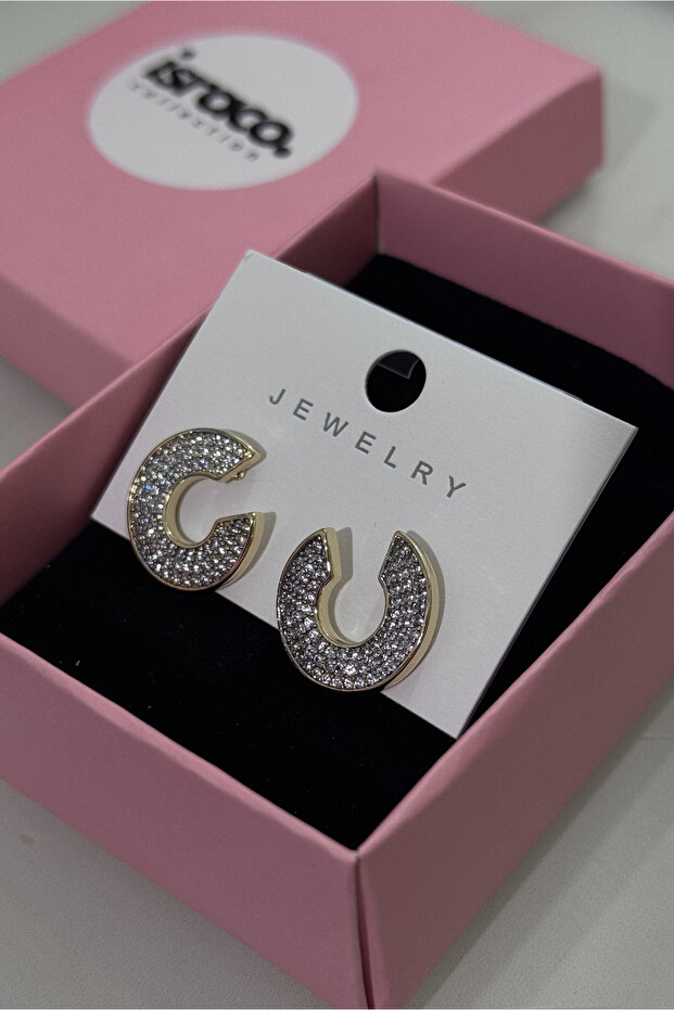Zircon Stone Steel Hoop Earrings – Antiallergic Premium Design