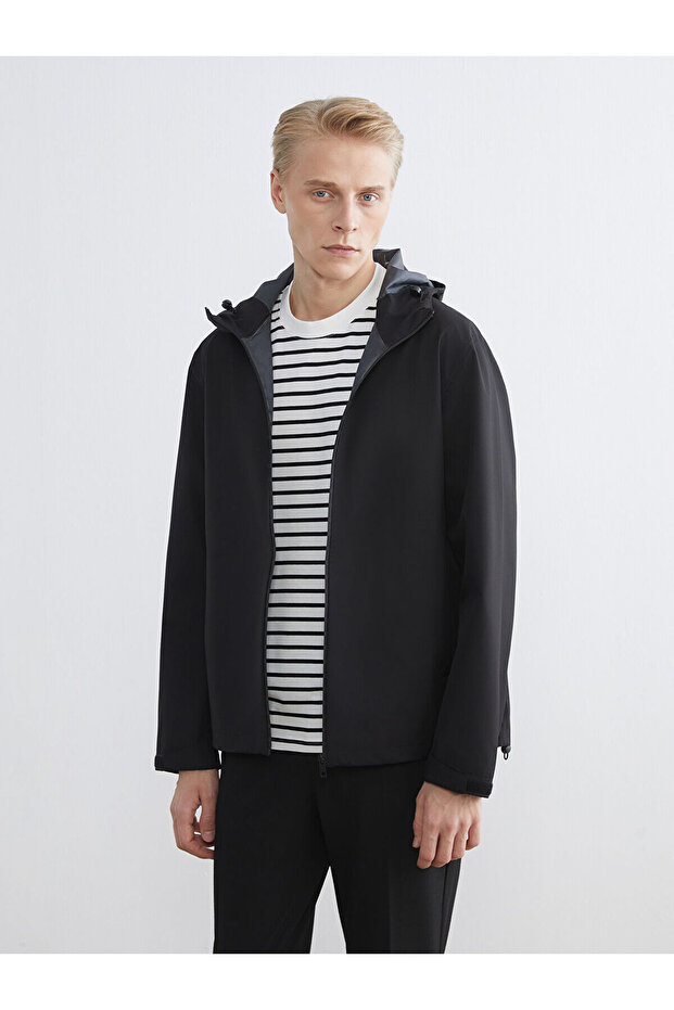 Black Standard Model Hooded Men's Waterproof Raincoat