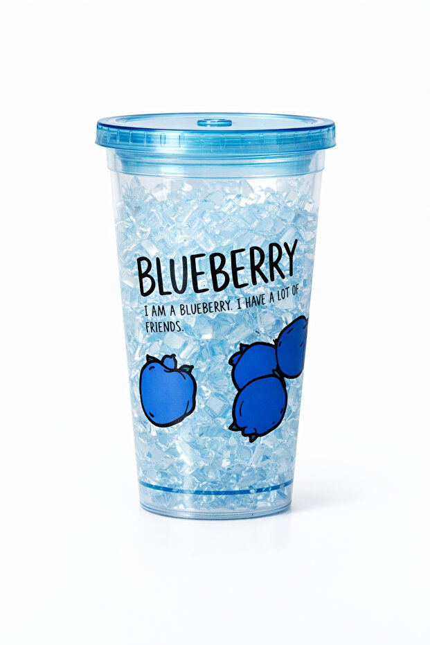 Frosted Cracked Glass Look Smoothie Cup,450Ml, Cold Drink Cup with Leak-Proof Lid,Bpa Free