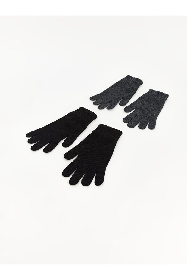 Black Basic Men's Gloves 2-Pack