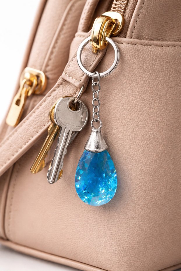 Anime Sao Blue Crystal Metal Keychain Silver Color Unisex Accessory