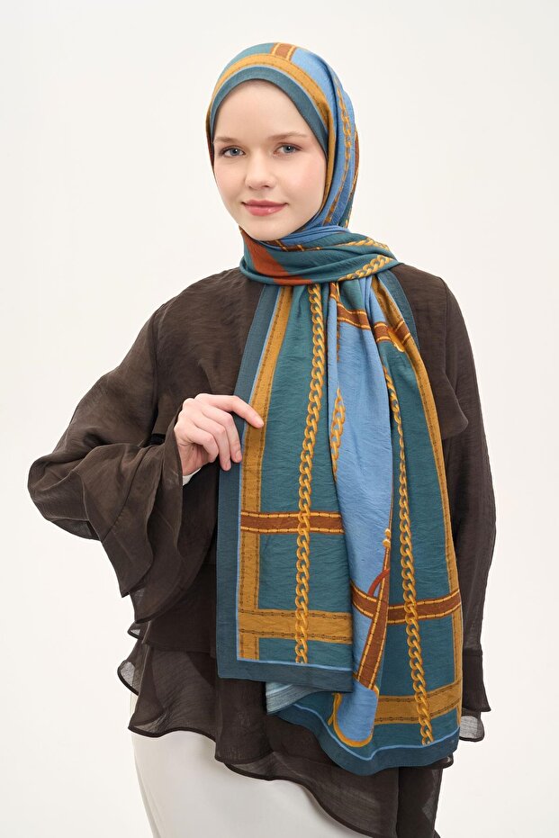 Urban Hours Large Chain Petrol Green Mayda Shawl 190X70
