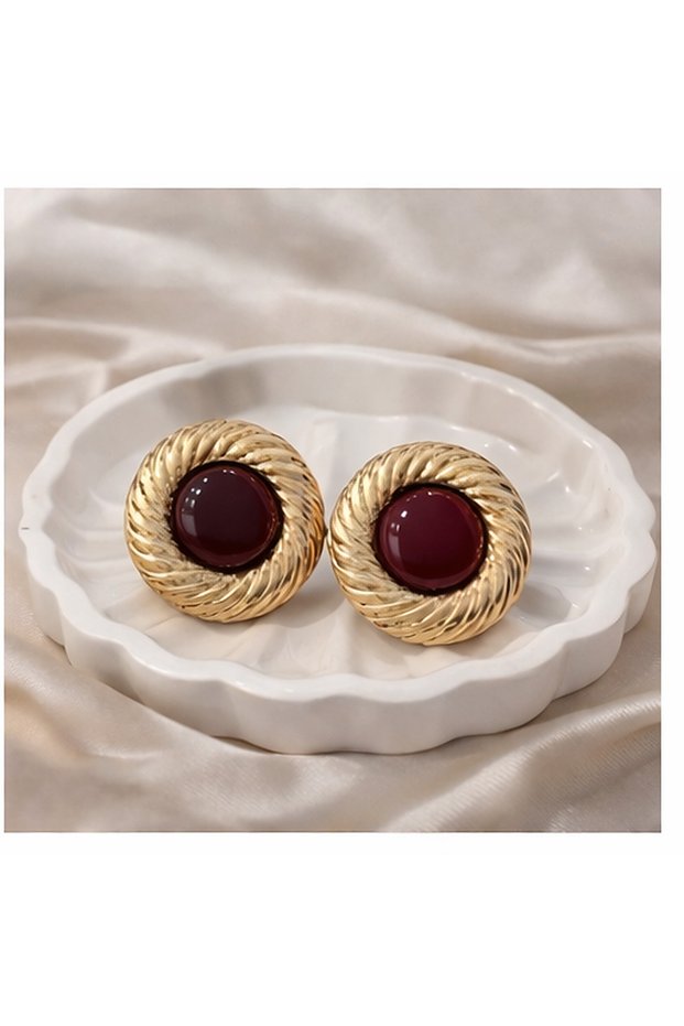 Xuping Vintage Twist Frame Colorful Stone Stud Earring - Vip Tarnish Free Steel Antiallergic Women Earrings