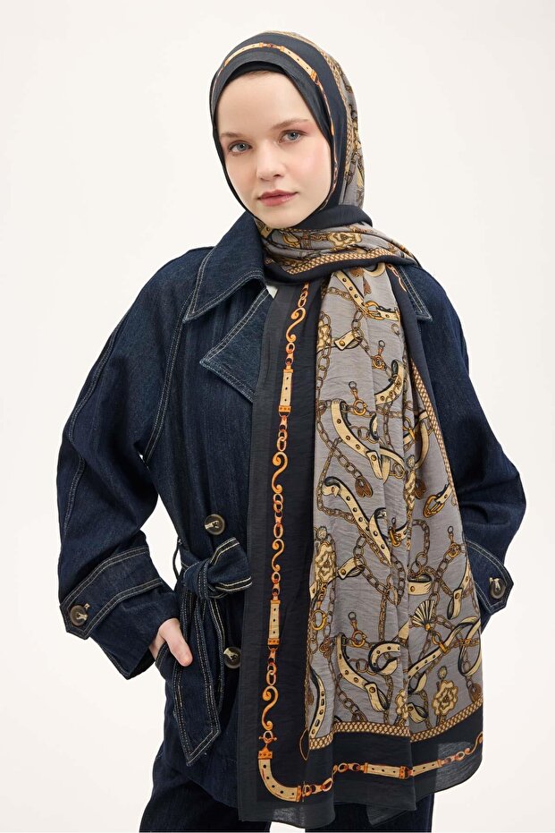 Urban Hours Liora Black Gray Mayda Shawl 190X70