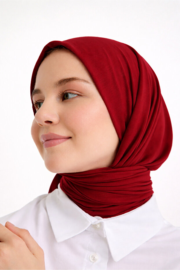Combed Cotton Shawl Red
