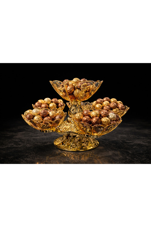 Plastic Rotating 6-Compartment Double Layer Multi-Functional Divided Serving Tray - 6