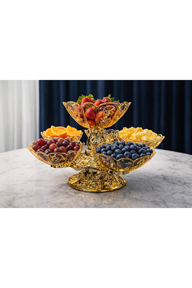 Plastic Rotating 6-Compartment Double Layer Multi-Functional Divided Serving Tray - 4