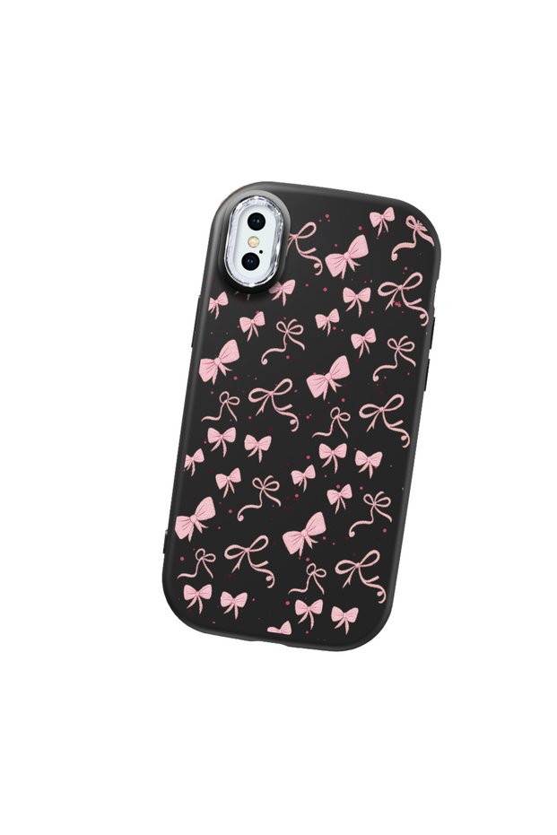 iPhone XS Max Compatible Anti-Impact Camera Protected Patterned Printed Black Silicone Case