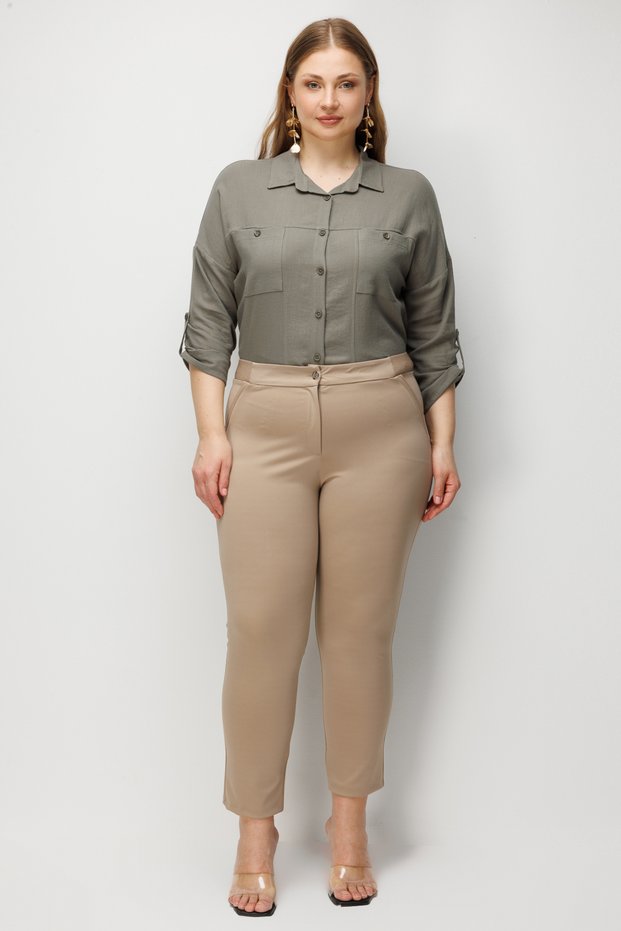 Thick Elastic Waist Side Pocketed Pants
