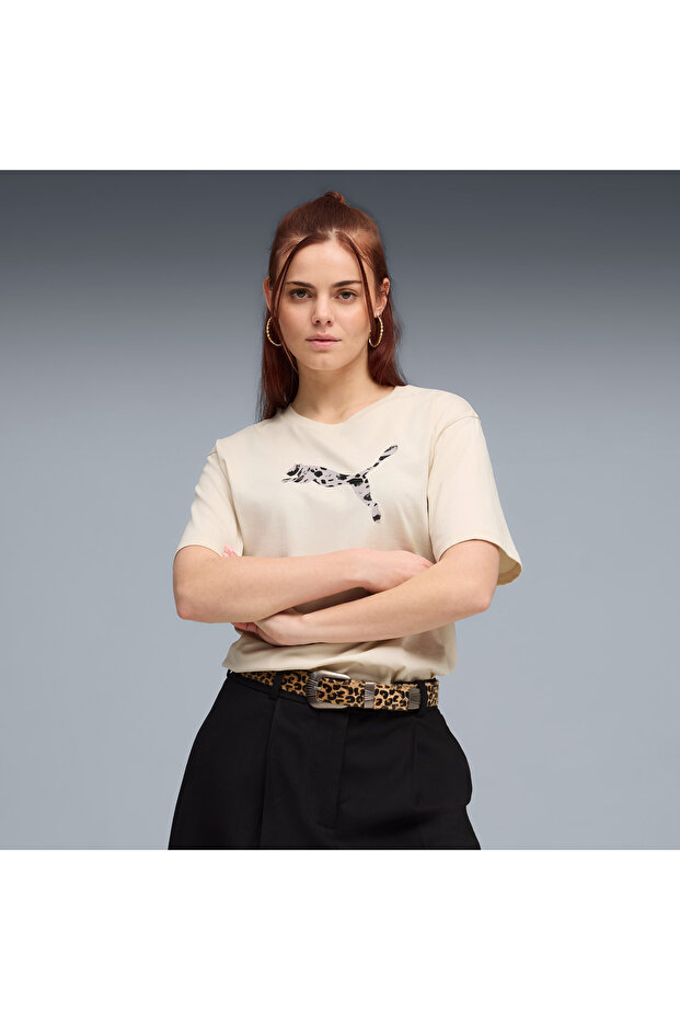 Essential Graphic Animal Women's Beige Casual Style T-Shirt 69182187