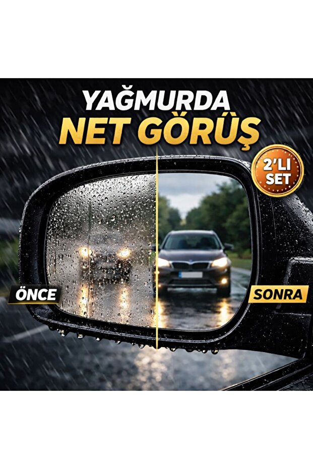 Car Side Mirror Rain Slider Film (2 Pieces) Anti Fog & Water Repellent Rear View Mirror Protector