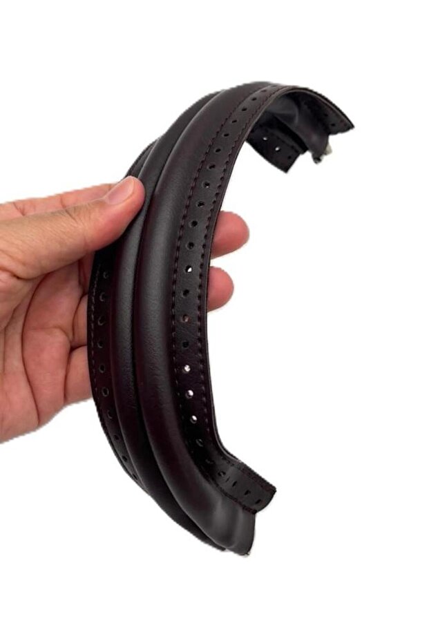 19 cm Oval Dark Brown Leather Hidden Bag Bursu