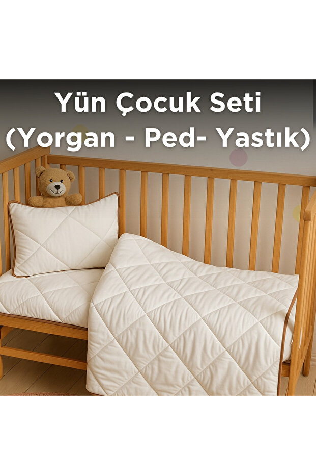 Yünevim Wool Children's Sleep Set | Children's Pillow - Children's Pad - Children's Quilt