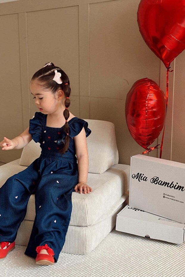 Amora Denim Girls' Overalls Navy Blue