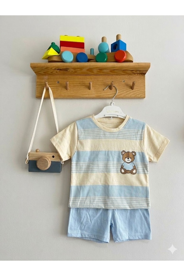 Mrcbaby Striped Bear Summer Shorts Set