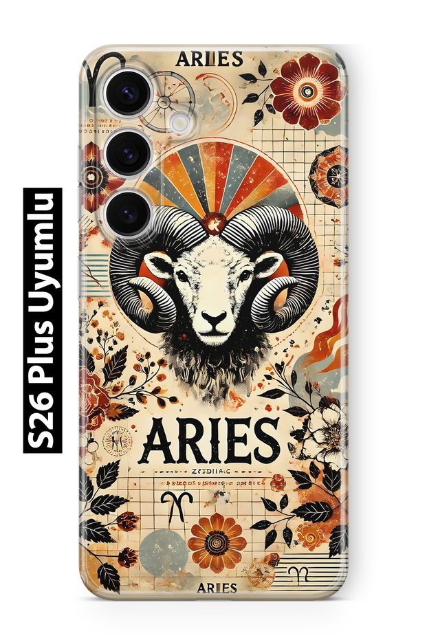 Samsung Galaxy S26 Plus Compatible Aries Patterned Transparent Phone Case