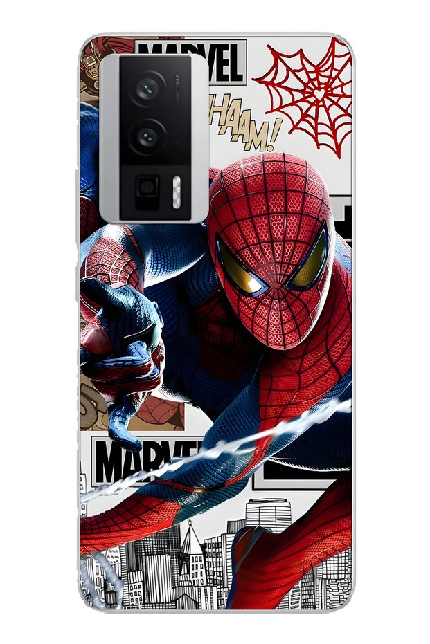 Poco F5 Pro Compatible Superhero Patterned Transparent Phone Case