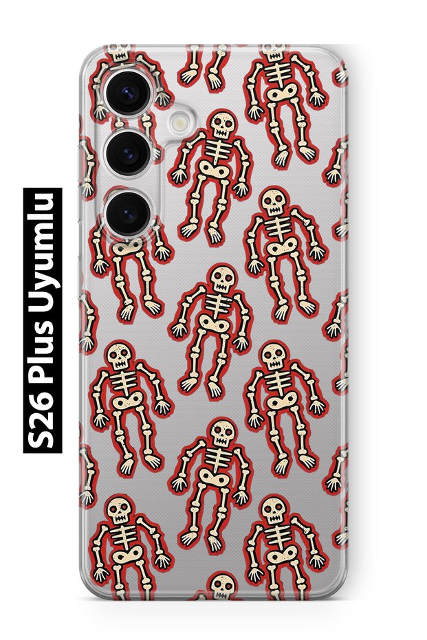 Samsung Galaxy S26 Plus Compatible Skeleton Patterned Transparent Phone Case