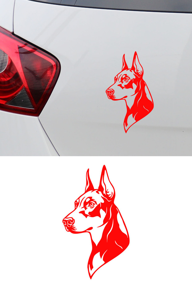 Doberman Car Sticker – Dog Figured Auto Sticker - Dog Themed Motor Sticker 15X8Cm