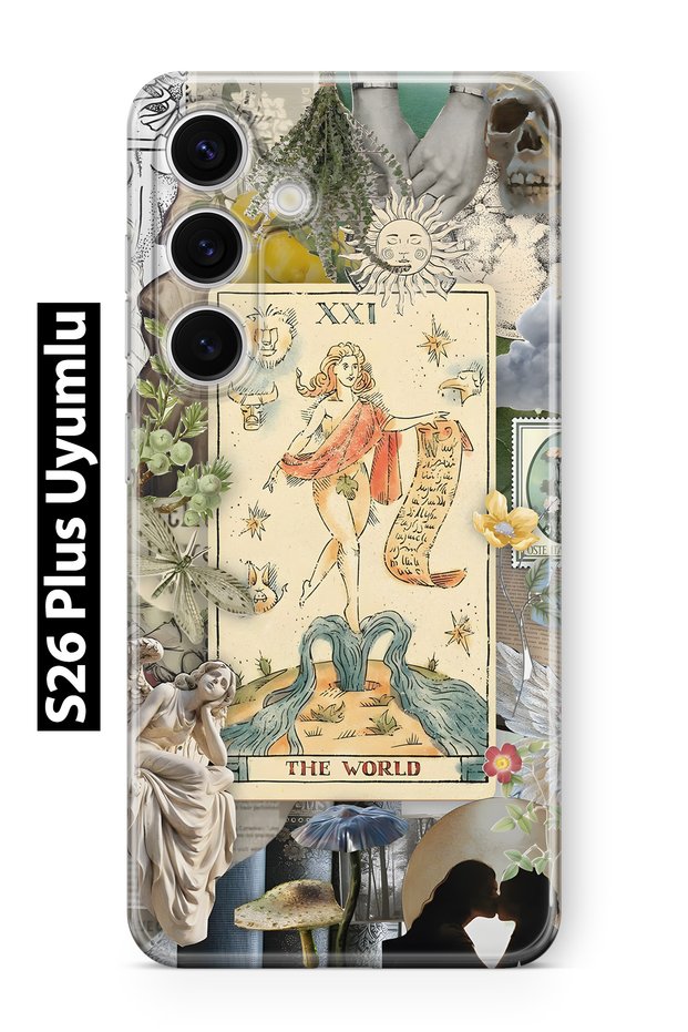 Samsung Galaxy S26 Plus Compatible Artistic Tarot Collage Pattern Transparent Phone Case