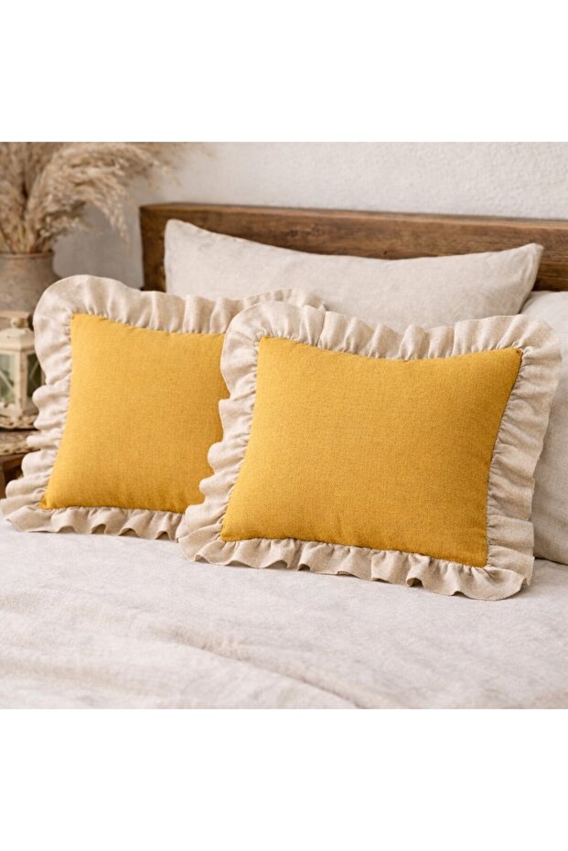 Natural Elegance Series – 2-Piece Ruffled Buldan Linen Head Pillow