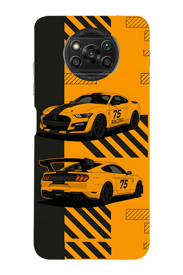 Poco X3 Nfc / X3 Pro Compatible Yellow Racing Car Pattern Transparent Phone Case