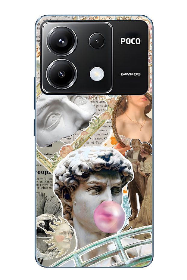 Poco X6 Pro Compatible Renaissance Collage Patterned Transparent Phone Case
