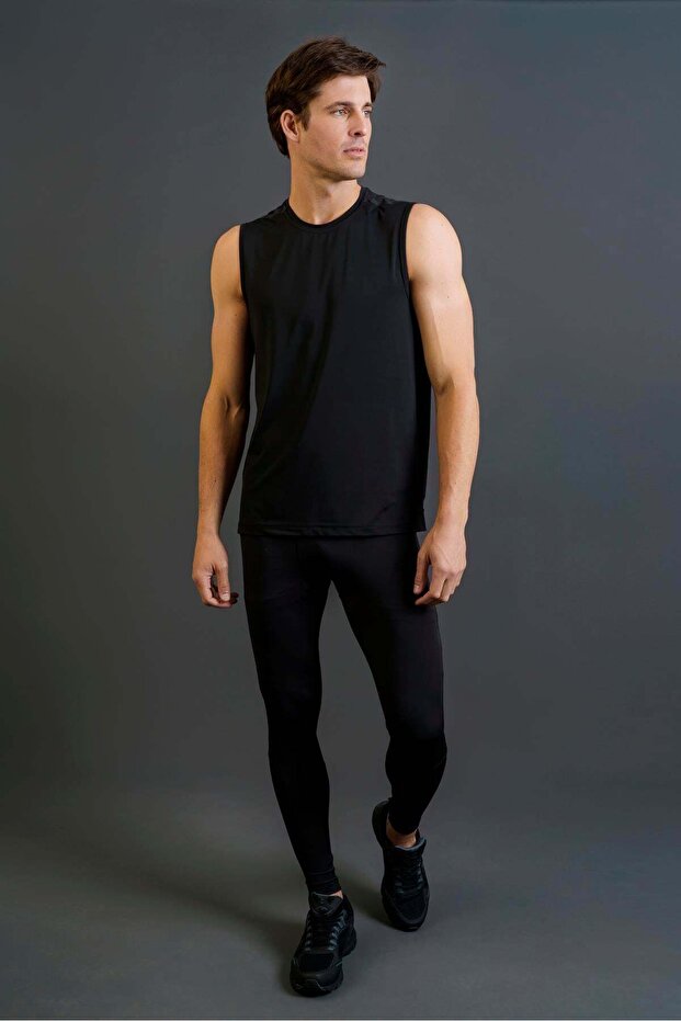 Regular Men's Crew Neck Black - Undershirt - 2