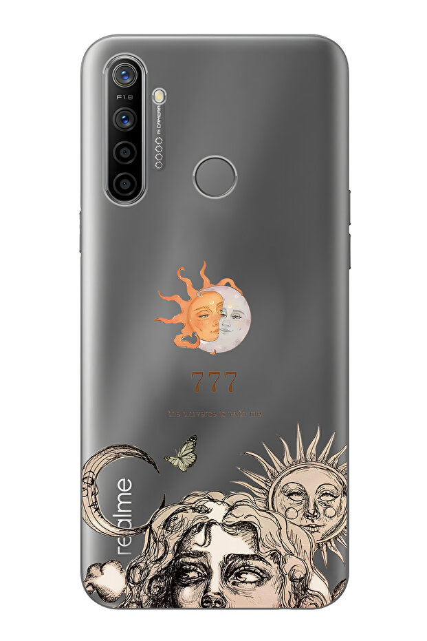 Realme 5I / 6I / C3 Compatible Sun and Moon 777 Pattern Transparent Phone Case