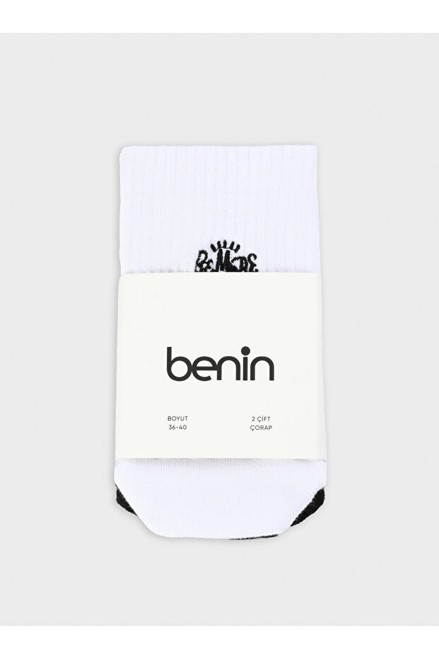 Socks - Black - White - - 3