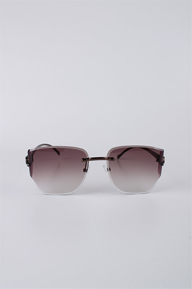 Women's Geometric Frameless Brown Gradient Glass Sunglasses Gg25Mp3402R04