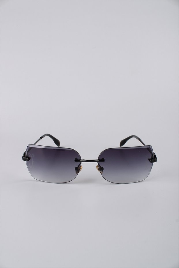 Women's Geometric Frameless Gradient Smoked Glass Metal Sunglasses Gg25Mp3410R01