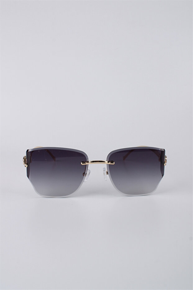 Women's Gold Framed Geometric Smoked Gradient Glass Sunglasses Gg25Mp3402R05