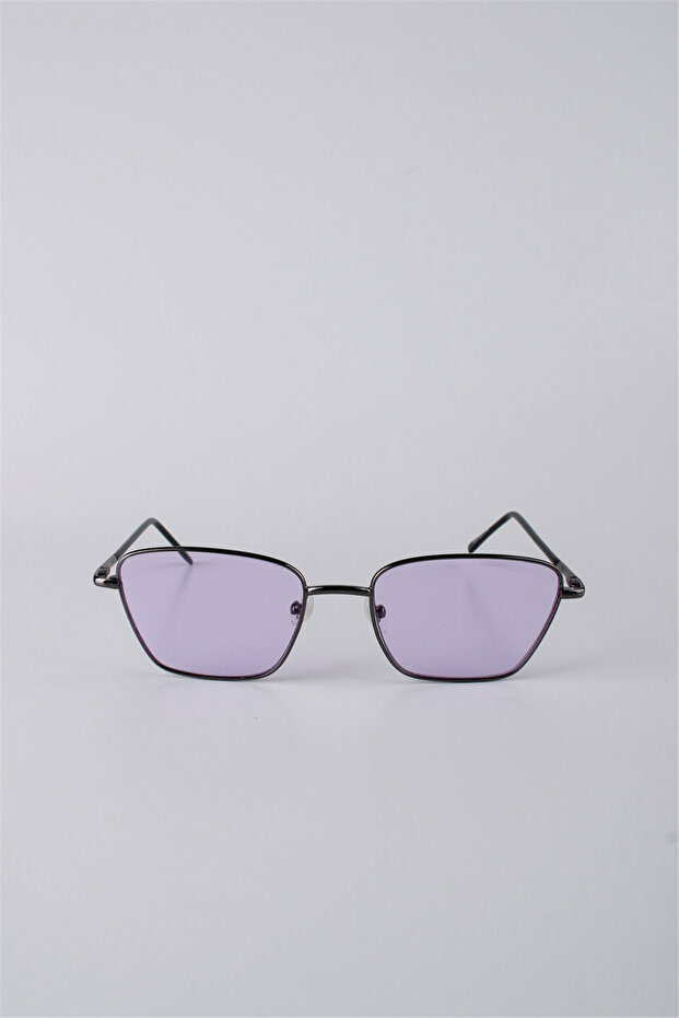 Unisex Square Metal Frame Purple Glass Sunglasses Gg25Bmtompl3R04