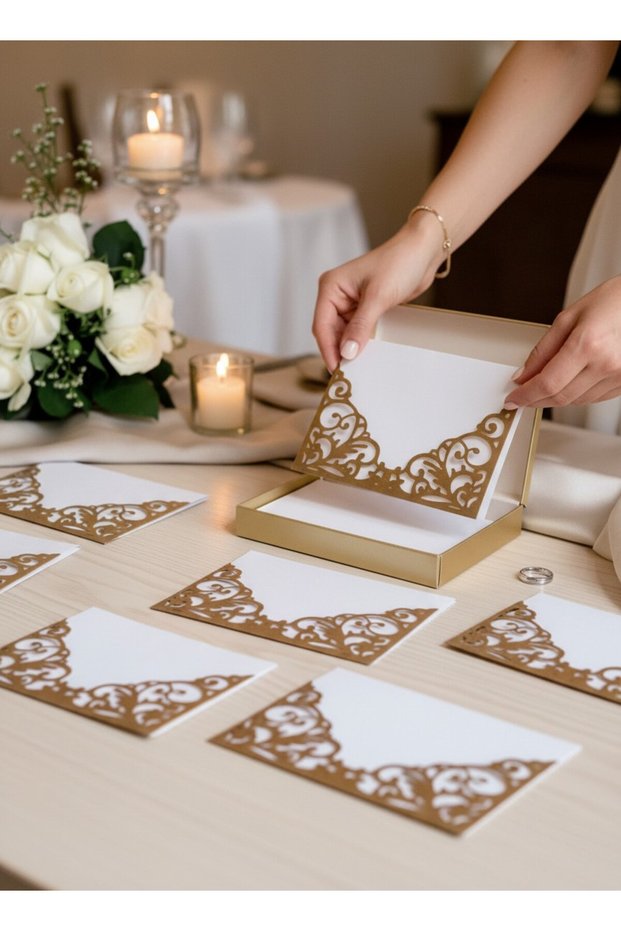 30 Pack Lace-Looking Kraft Open-Front Decorative Pocket Envelopes Invitation Envelopes 13X18 cm Compatible with Invitations