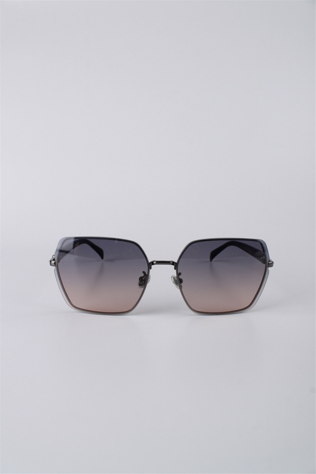 Women's Geometric Black Frame Smoked Gradient Glass Sunglasses Gg25Mp3403R04