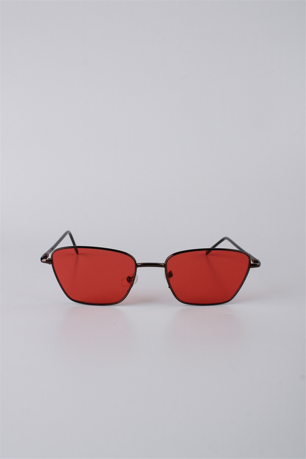 Unisex Geometric Metal Frame Red Glass Sunglasses Gg25Bmtompl3R03