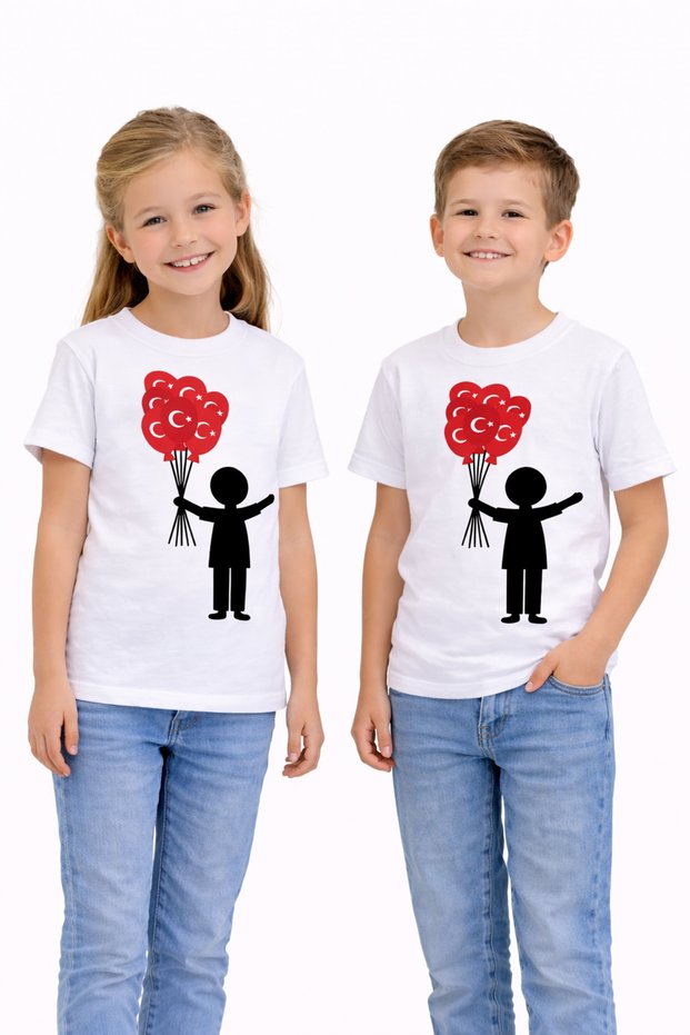 Unisex Kids Moonstar Balloons Printed T-Shirt 100% Cotton Red Summer Kids T-Shirt Single Price