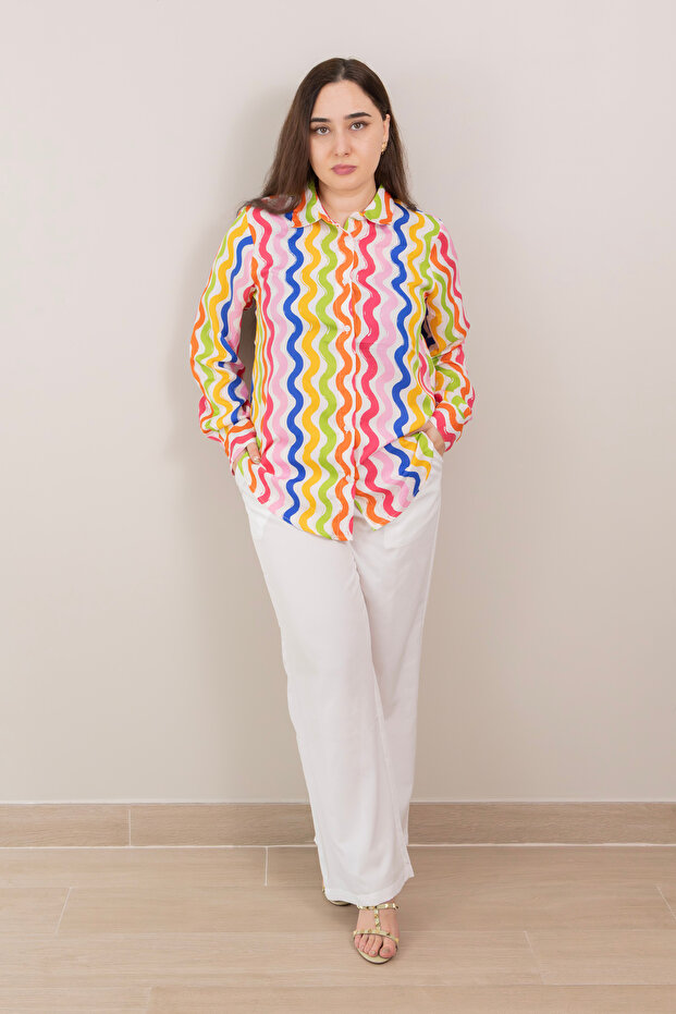 Pink & Multicolor Zig-Zag Print Co-Ord Set