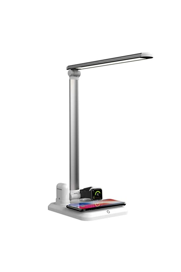 مصباح مكتب LED مع شاحن لاسلكي 10 واط، مصباح طاولة قابل للطي مع تحكم باللمس ومخرج USB للدراسة