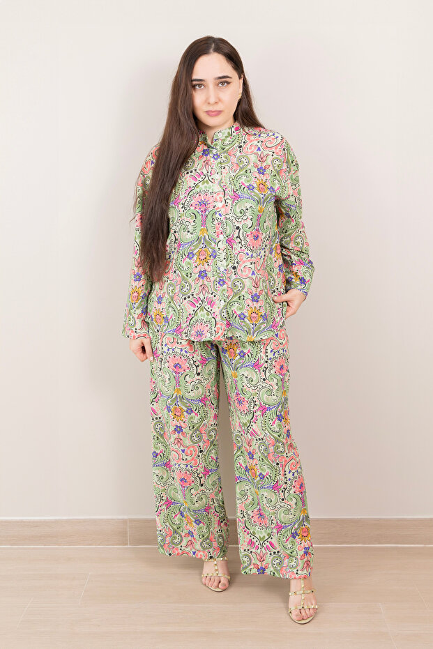 White Multicolor Motif Printed Co-Ord Set