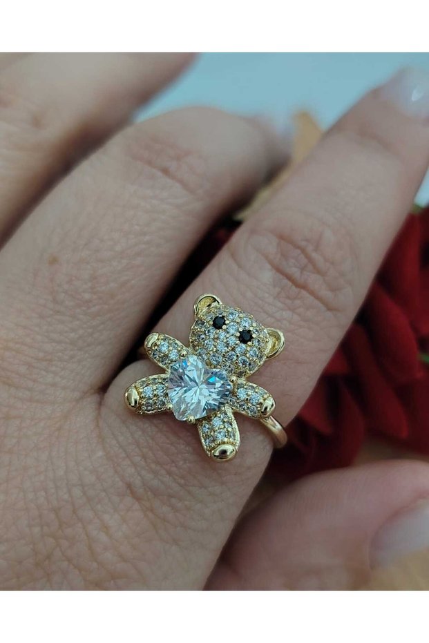 14K GOLD PLATED BEAR RING