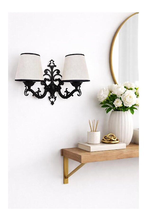 Two-Armling Zamak Applique with Black Static Painting, Black Tape, and Cream Hat