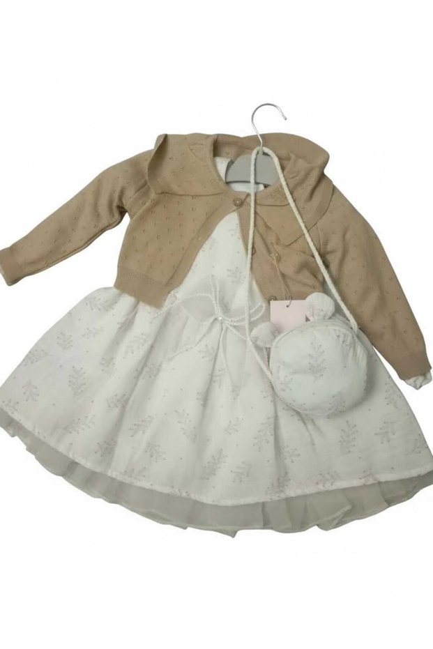 Girl's White Dress Set with Bag