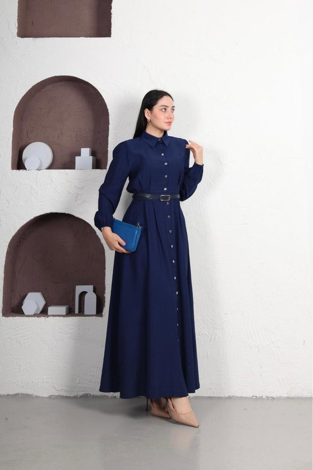 Full-Length Buttoned Modal Fabric Summer Dress