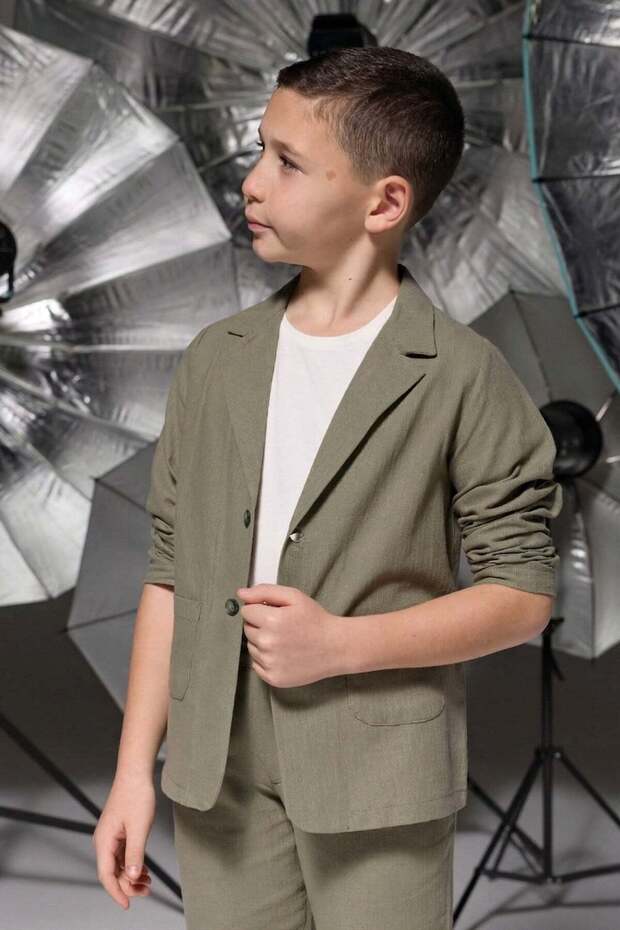 Mojo Boys' Linen Sports Suit Khaki for Ages 1-12