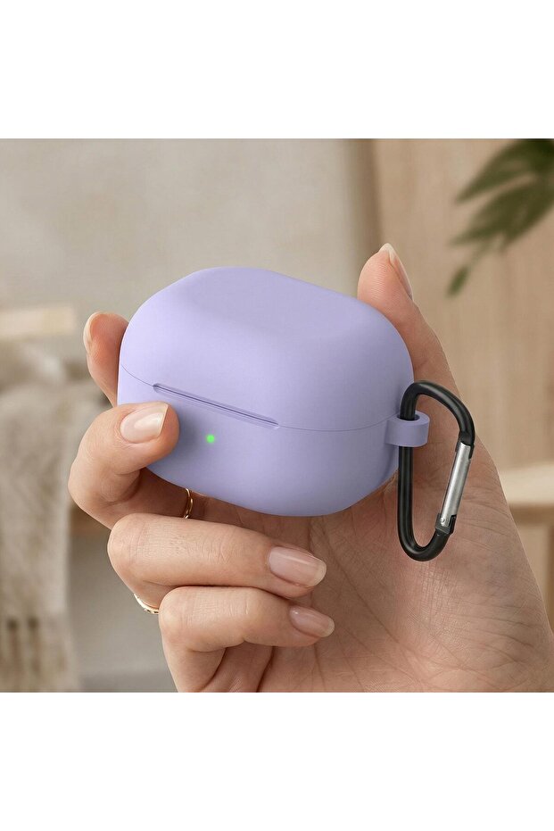 حافظة CaseOnn Galaxy Buds 4 مع حزام من السيليكون غير اللامع باللون الأرجواني