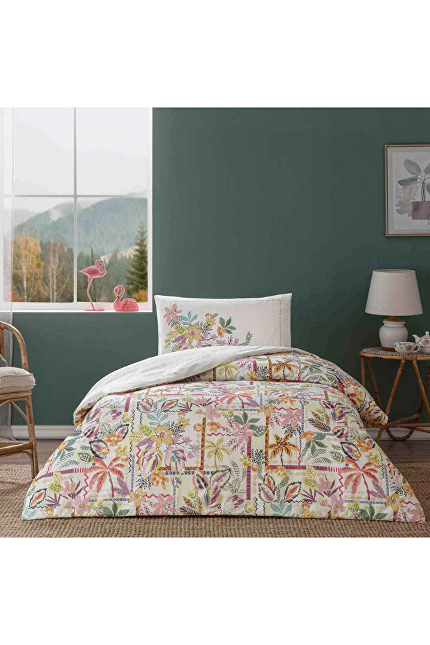 Calippo Pink Ranforce Queen Size Single Duvet Cover Set for 120X200 Beds